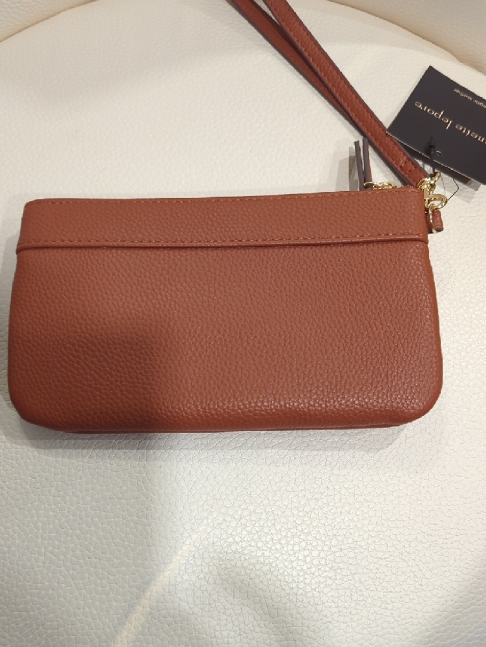 Nanette Lepore Cognac Brown Pebbled Leather Wristlet - Picture 4 of 8